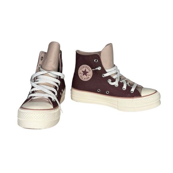 Converse Chuck Star Platform Lift Shoes A03721C Wine Mauve Egret Size 7.5 women - Picture 1 of 10